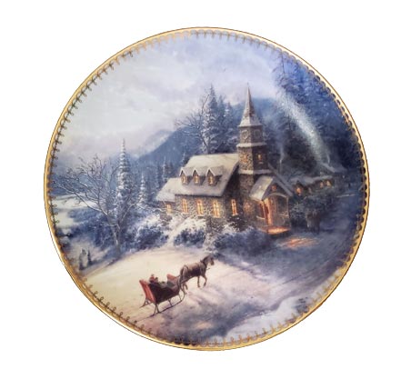 Sunday Evening Sleigh Ride - Collector Plate, by Thomas Kinkade