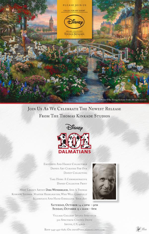 Thomas Kinkade Studios Disney 101 Dalmations!  Special Event! October 14th 12PM – 9PM / 15th 10AM -8PM
