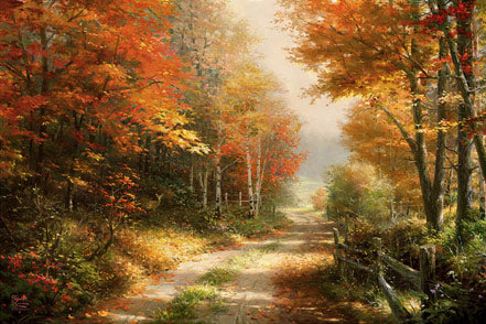 thomas kinkade a walk down autumn lane