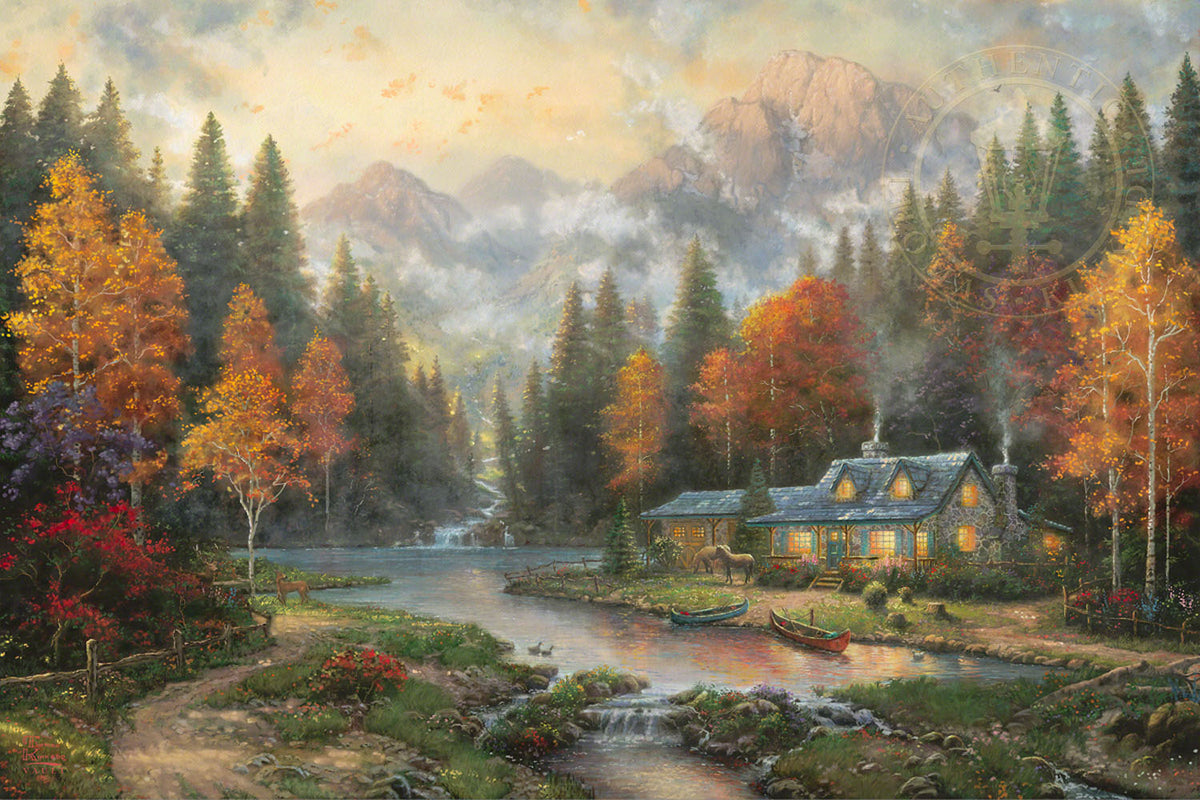Kinkade-Evening at Autumn Lake