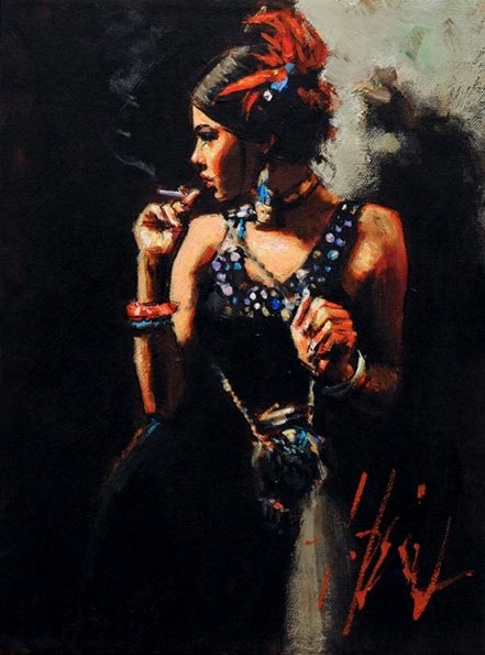 fabian perez linda smoking under the light
