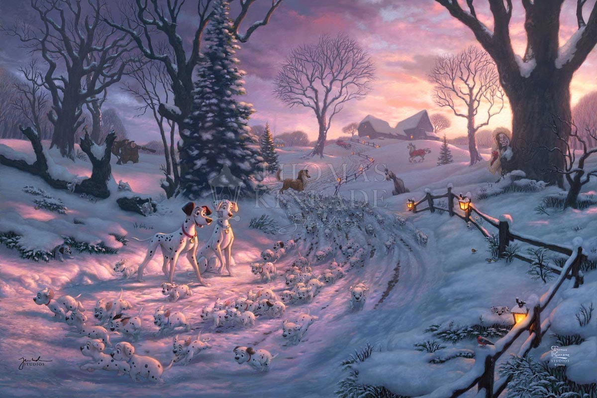 thomas kinkade 101 dalmatians on the run