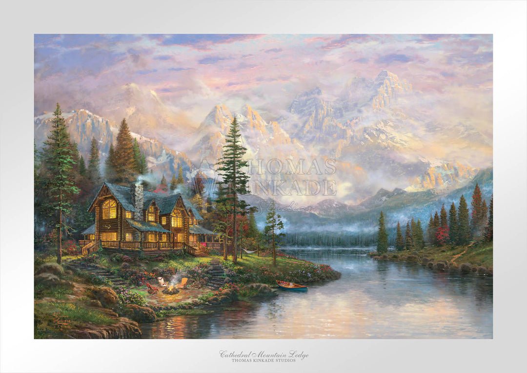 Cathedral Mountain Lodge - Limited Edition Art, by Thomas Kinkade