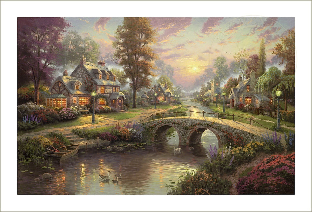 Sunset on Lamplight Lane, by Thomas Kinkade