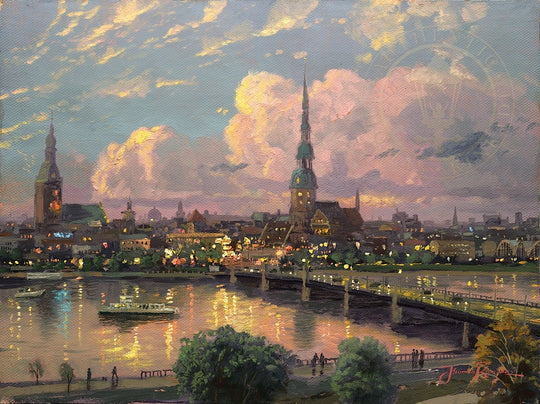 Sunset over Riga, Latvia, by Thomas Kinkade