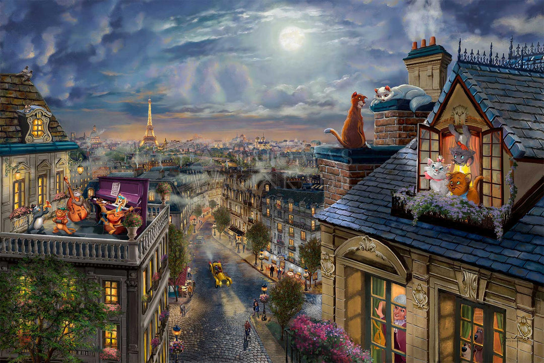 thomas kinkade aristocats love under the moon