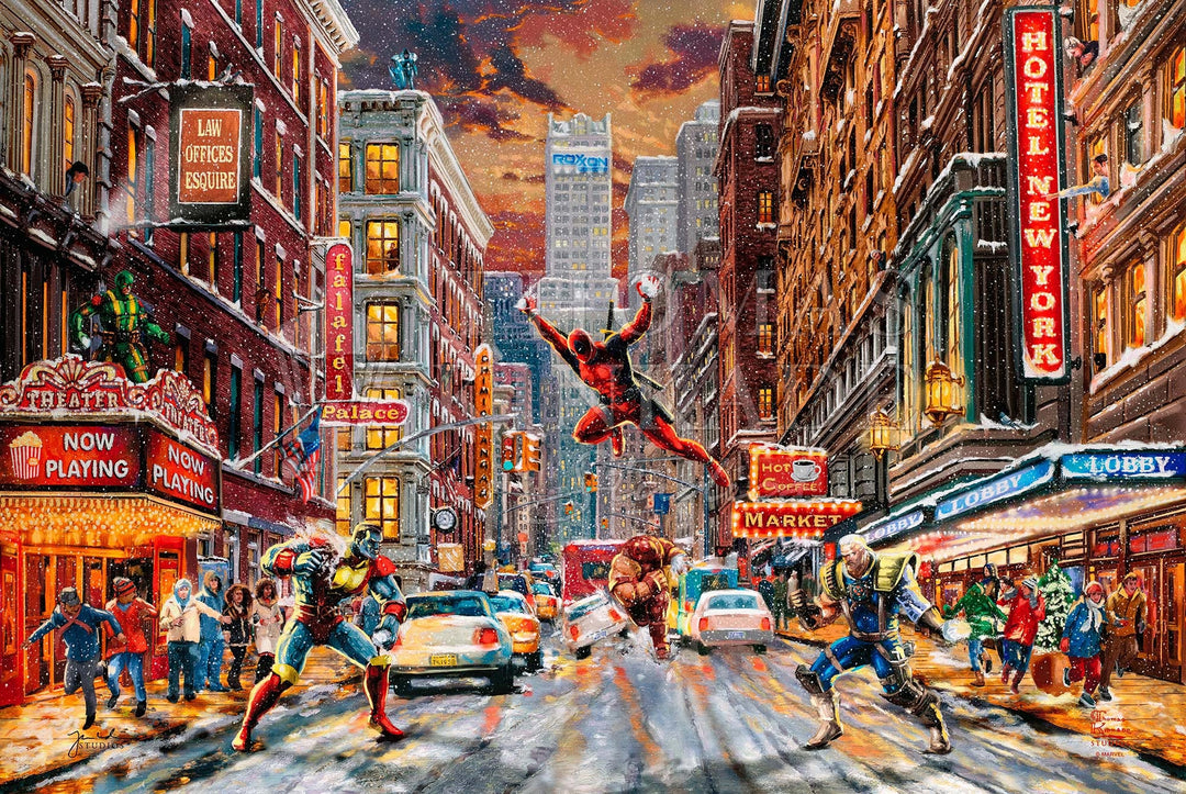 thomas kinkade deadpool snow day