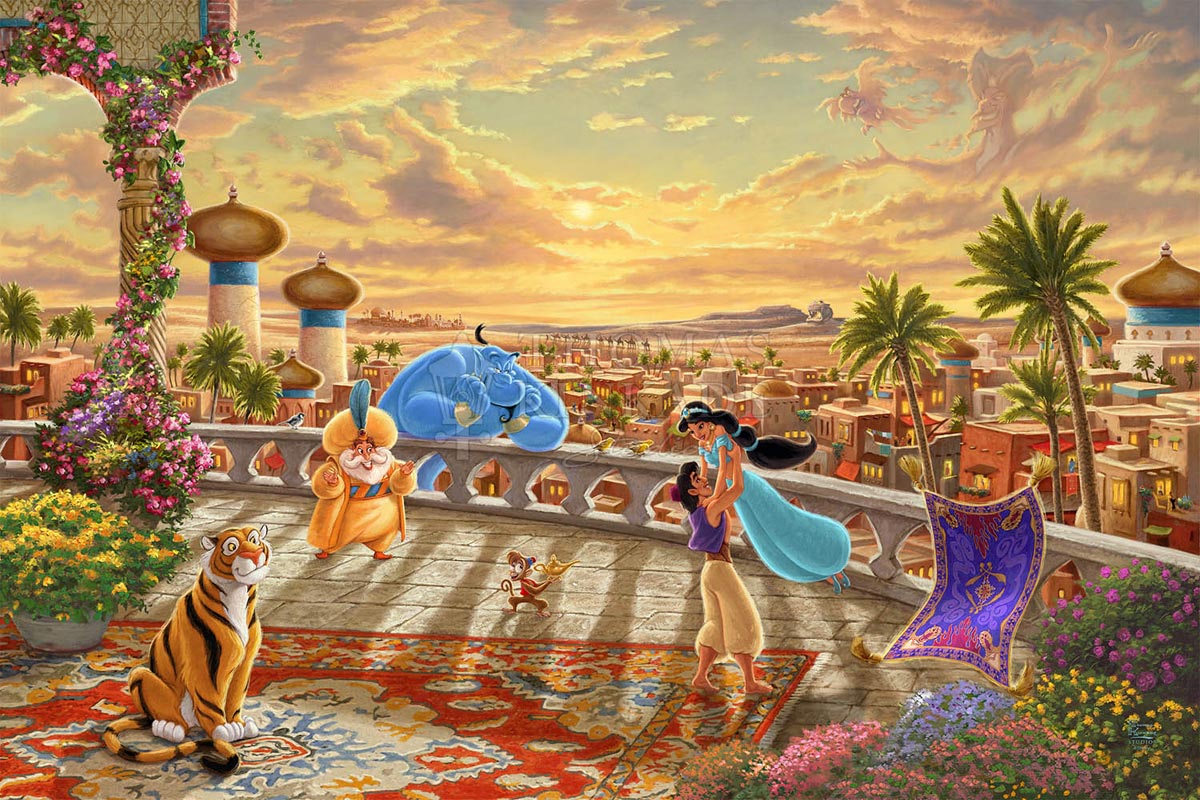 thomas kinkade jasime dancing in the desert sunset
