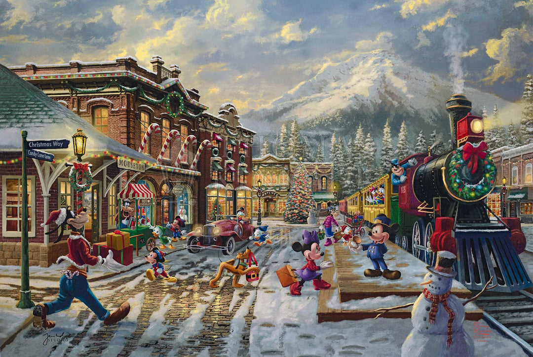 thomas kinkade mickey and minnie cndy cane express