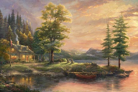 thomas kinkade morning light lake