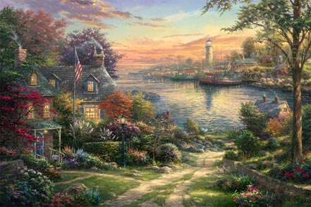 thomas kinkade new england harbor