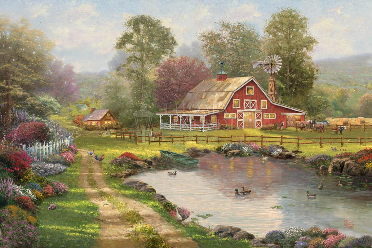 thomas kinkade red barn retreat