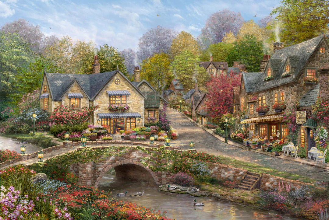 thomas kinkade summer in cobblestone village