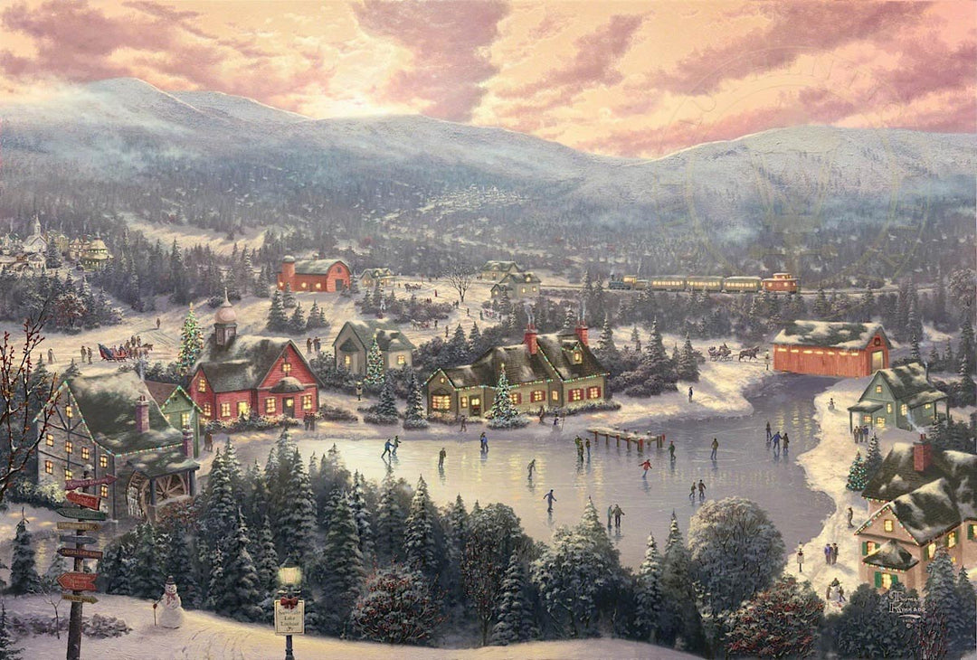 thomas kinkade sunset on snowflake lake